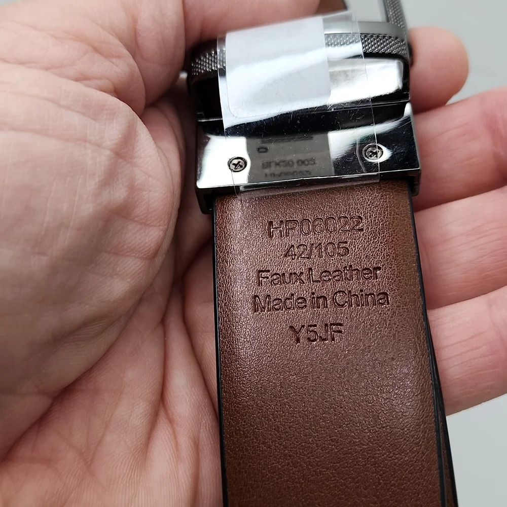 PERRY ELLIS POTFOLIO MEN'S REVERSIBLE BELT, BLACK & BROWN, SIZE 42 - Picture 6 of 10